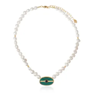 INSPIRE PEARL NECKLACE MALACHITE