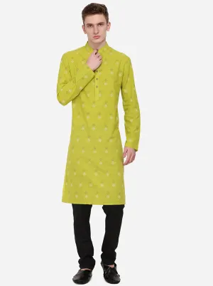 Yellow Printed Regular Fit Kurta | Azania